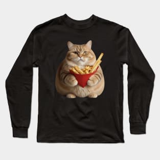 CUTE FAT CAT FRENCH FRIES Long Sleeve T-Shirt